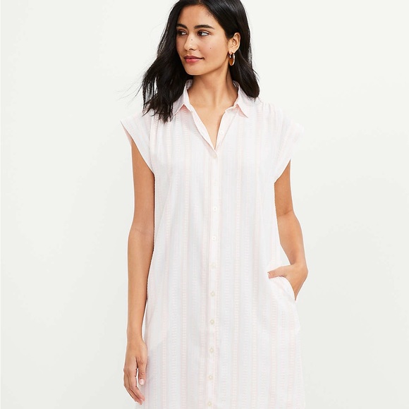 NWT LOFT Striped Dolman Pocket Shirtdress in Sz Small - Picture 1 of 5